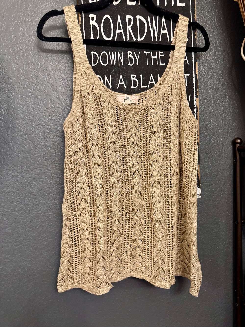 Pink Republic Beige Crochet Tank Top. XL
